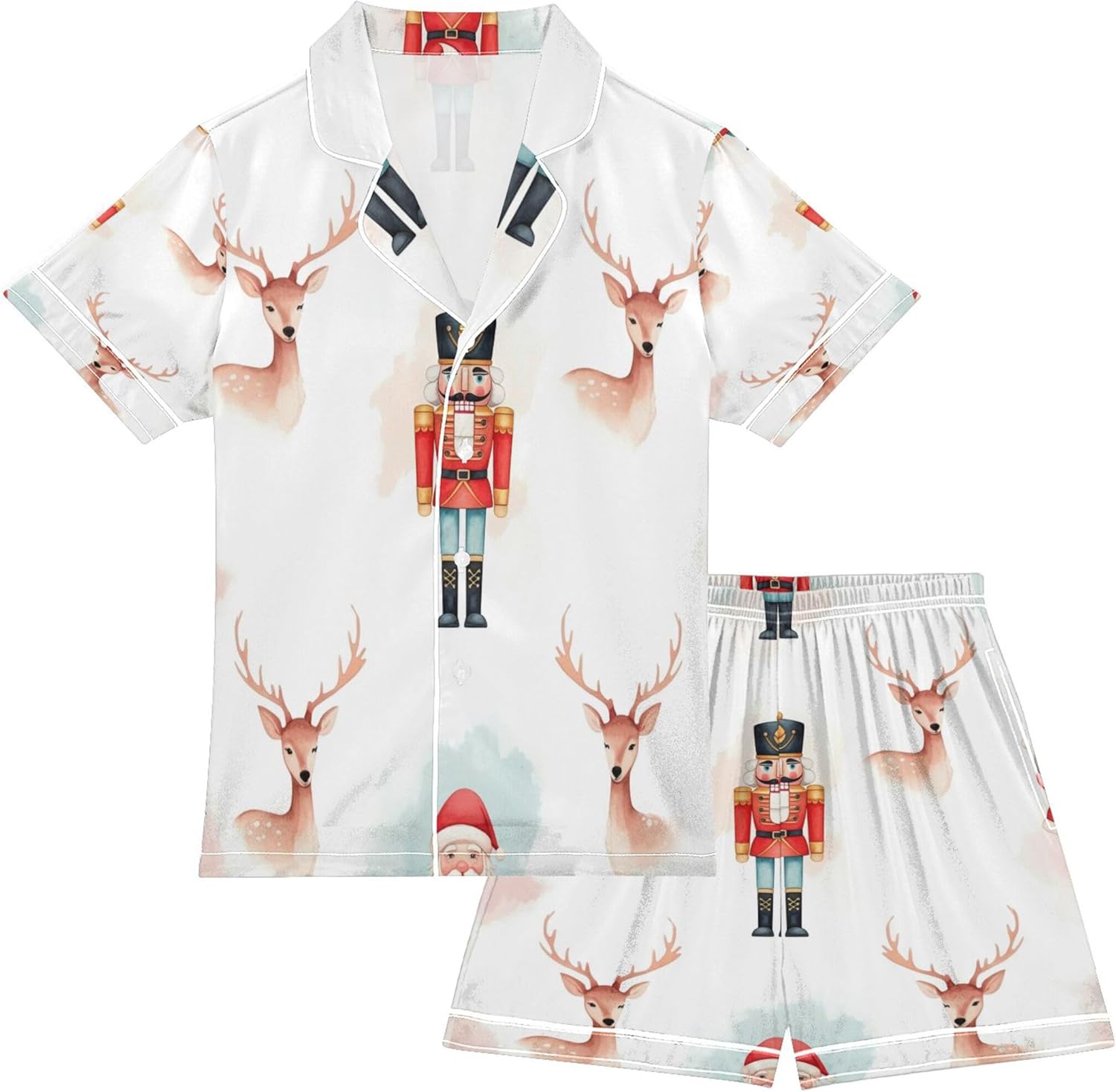 Silk Pajama Sets Short Sleeve Pajamas Soft Sleepwear 2 Piece Pjs Set