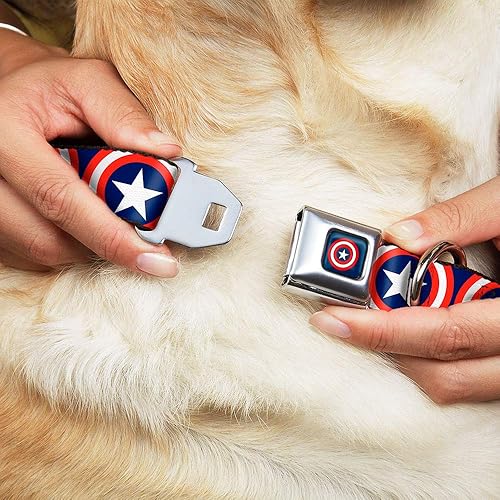 Miniatura 8 de buckle-down Cab Captain America Shield Azul Marino Perro Collar, Multicolor