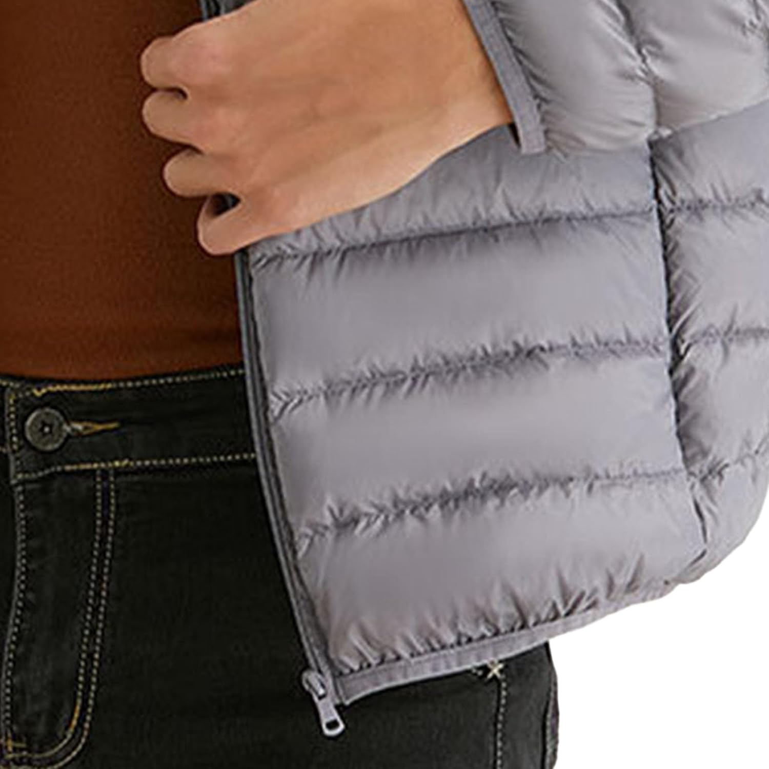 DGHM-JLMY Men's Stand Collar Lightweight Short Down Jacket Loose Zipper Down Quilted Coat Fashion Warm Winter Zip Puffer Coat (Grey,X-Large)