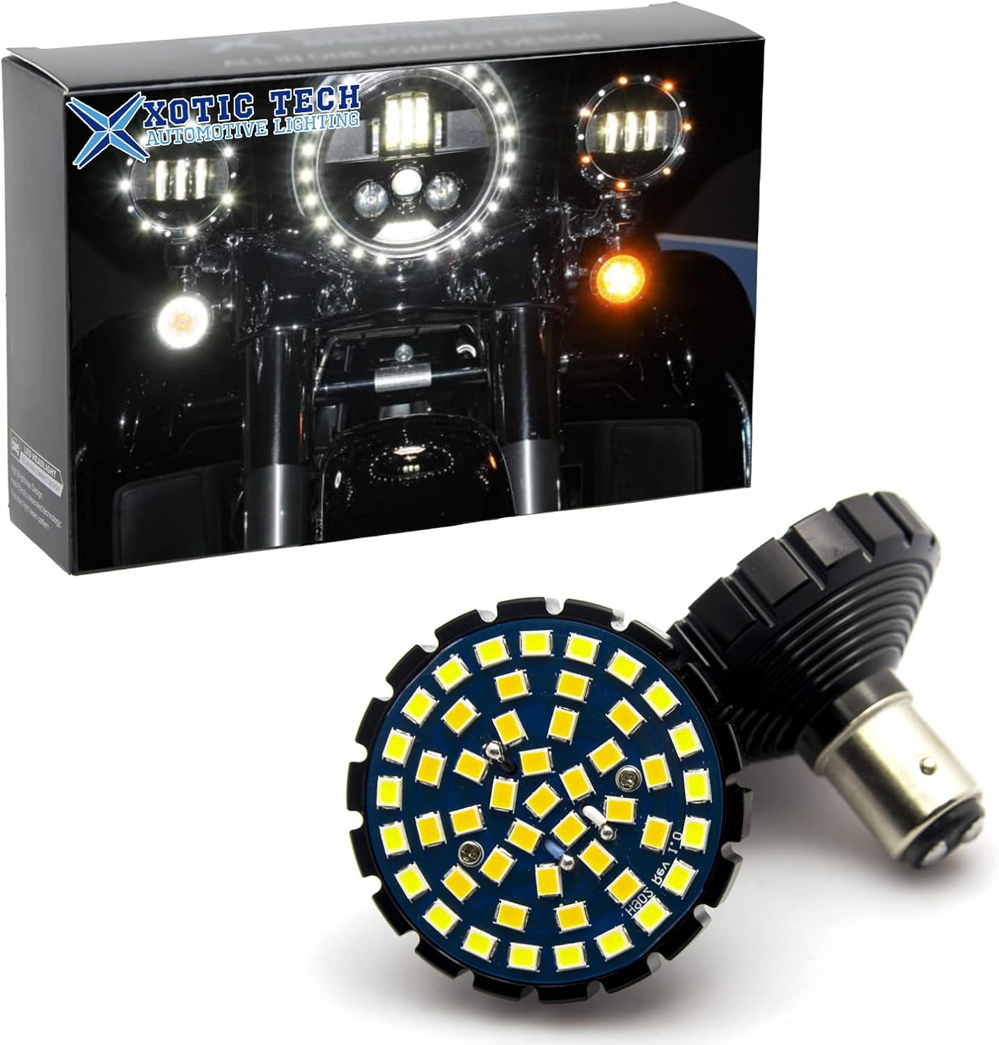 x xotic tech Bright 1157 BAY15D Error Free LED Switchback Front Driving Turn Signal Bulbs Blinker Lamp Bullet Light Compatible with Motorcycle Harley Davidson, Amber/White Dual Color
