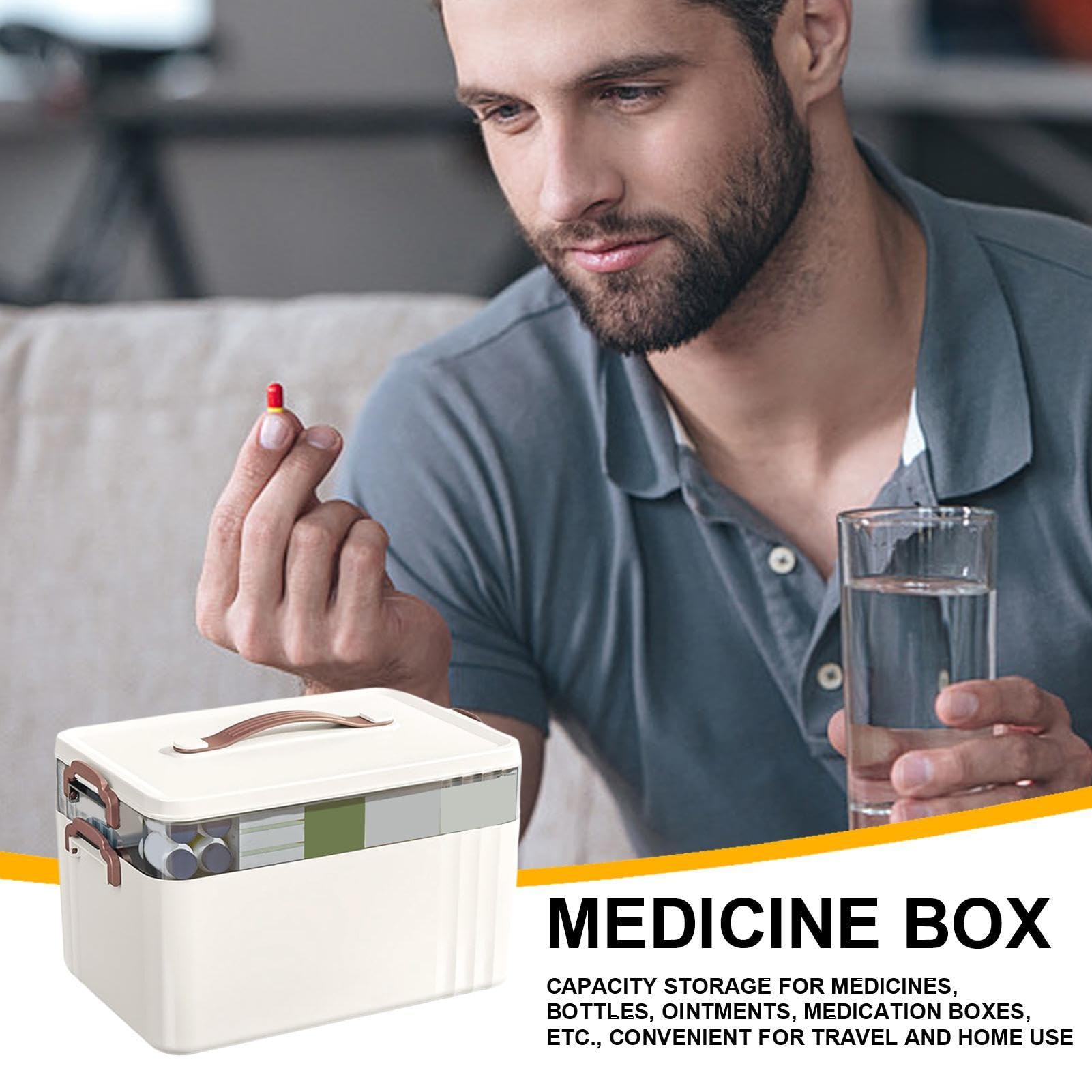 de Almacenamiento Médico Pastillero Familiar Transparente de Gran Capacidad | Organizador De Soporte Kit Organizador Contenedor Transparente Gran Capacidad para Accesorios Herramientas y Suministr