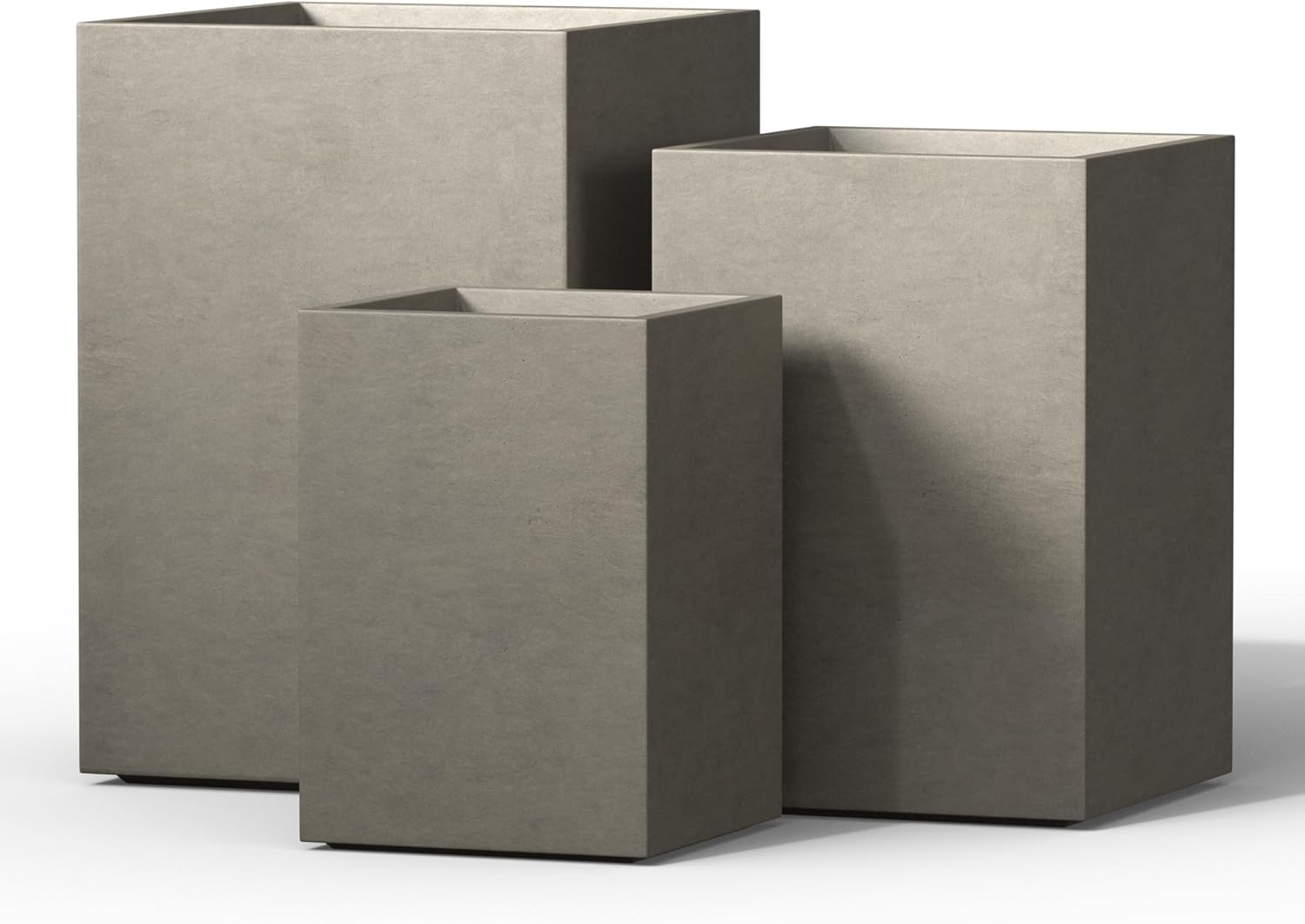 Kante 12.6 Inch Tall Rectangular Concrete Planter, Indoor & Outdoor Garden Pot for Tree, Flowers, Shurbs, Ideal for Patio, Garden, Porch, Slate Gray