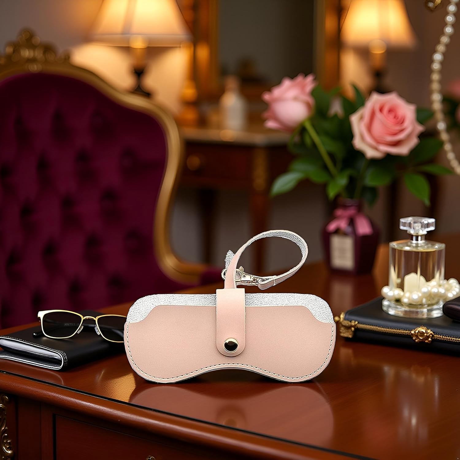 Jowxsx Soft Leather Glasses Case Pouch Eyeglasses Bag Organizer Storage Portable Sunglasses for Women Men Eyewear Sleeve