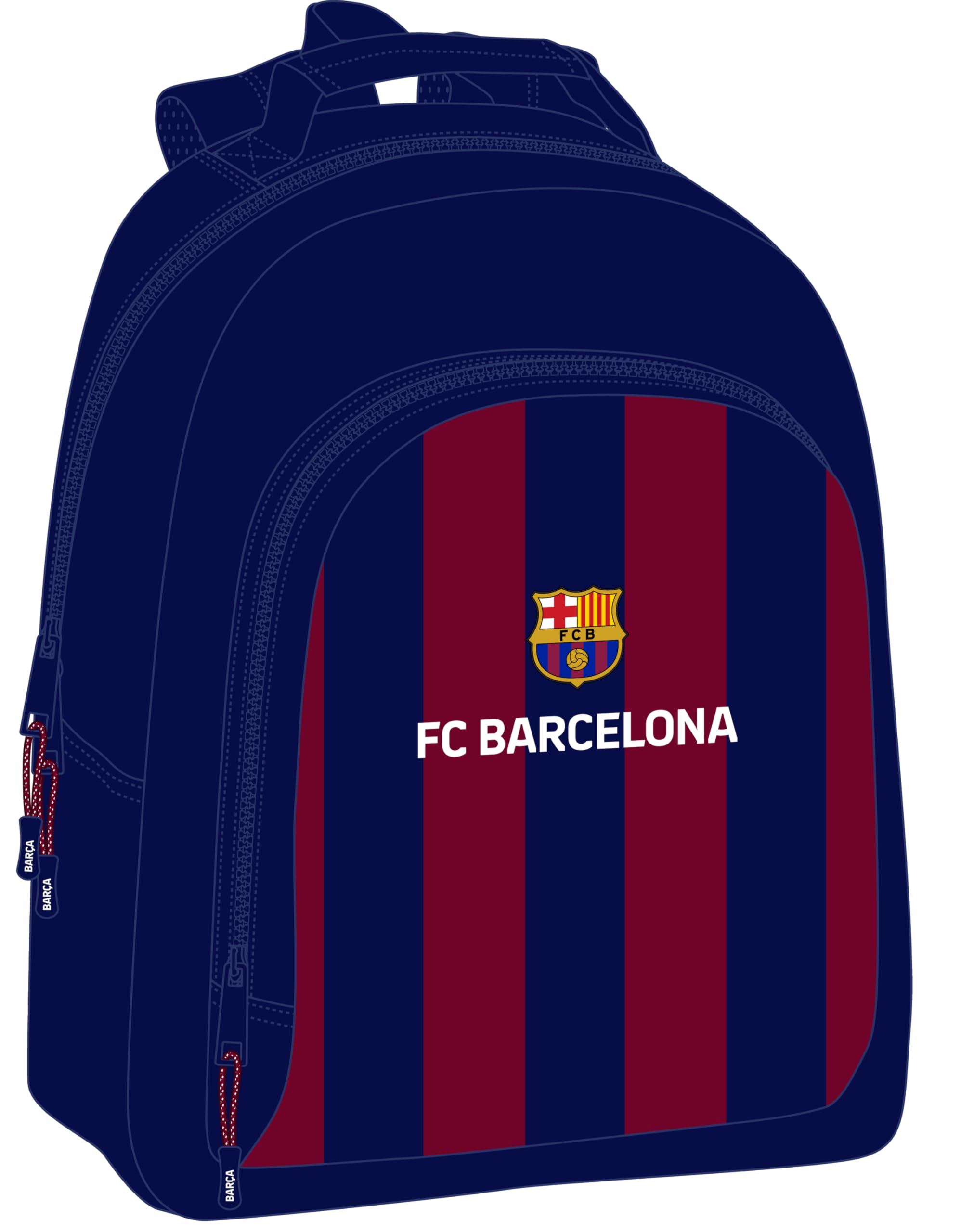 Safta F.C. BARCELONA - Mochila Adaptable a Carro, Mochila, Ideal para Niños de Diferentes Edades, Cómoda y Versátil, Calidad y Resistencia, 32x15x42 cm, Color Azul marino/granate