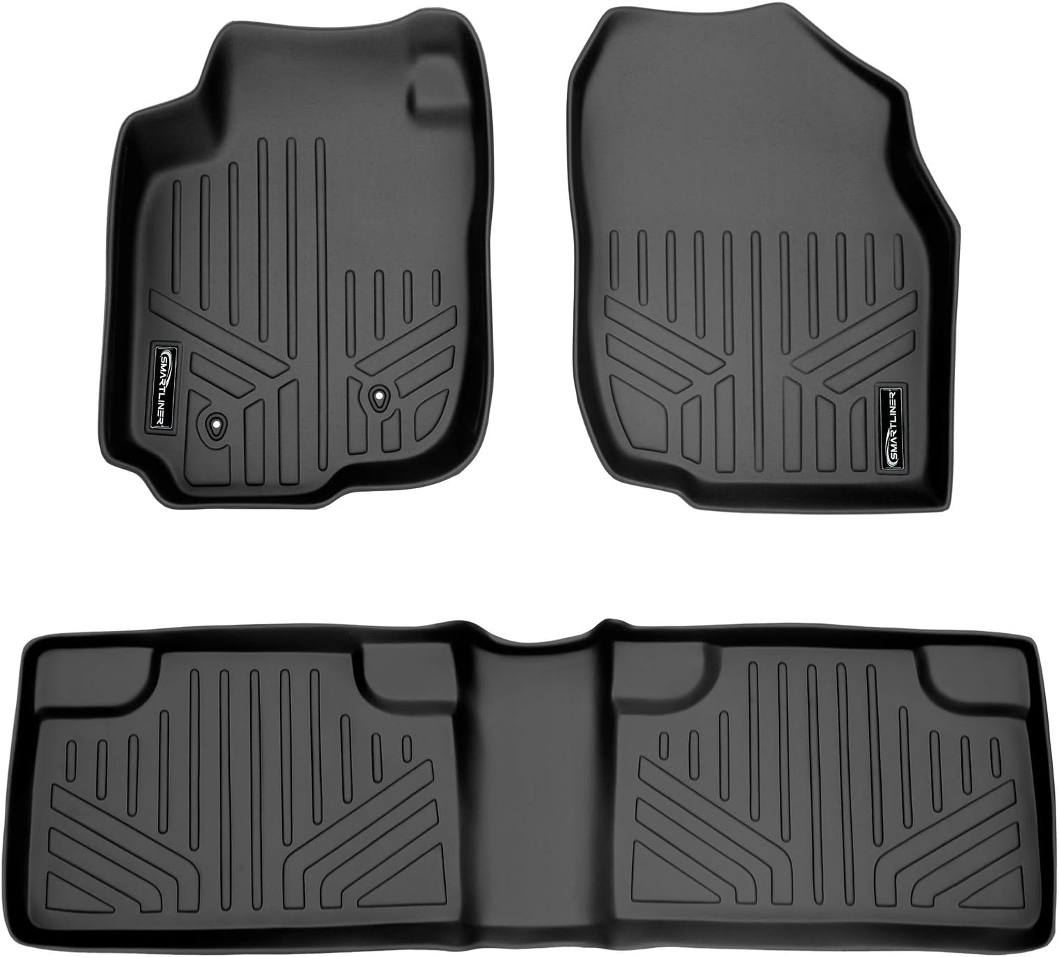 SMARTLINER Custom Fit Floor Mats 2 Row Liner Set Black for 2006-2012 Toyota RAV4 Without 3rd Row Seat