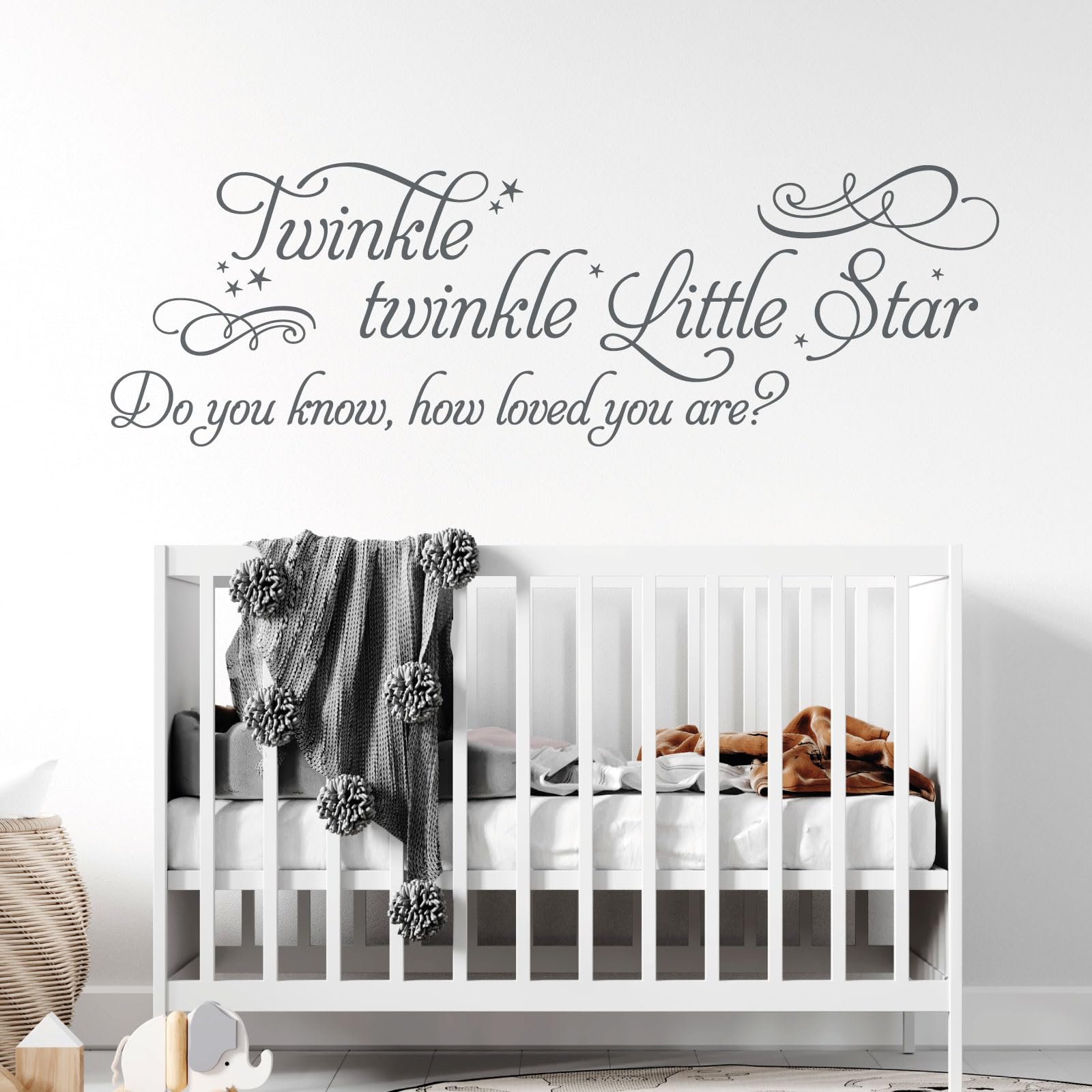 Twinkle Twinkle Little Star, do You Know How Loved You are?... - Baby Nursery Wall Art Sticker [Large] [Dark Grey]