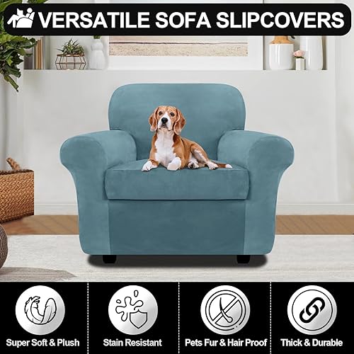 Miniatura 4 de FestiCorp Funda de sofá de terciopelo para perros, fundas elásticas para sofá, fundas gruesas para muebles de mascotas, funda para silla lavable,
