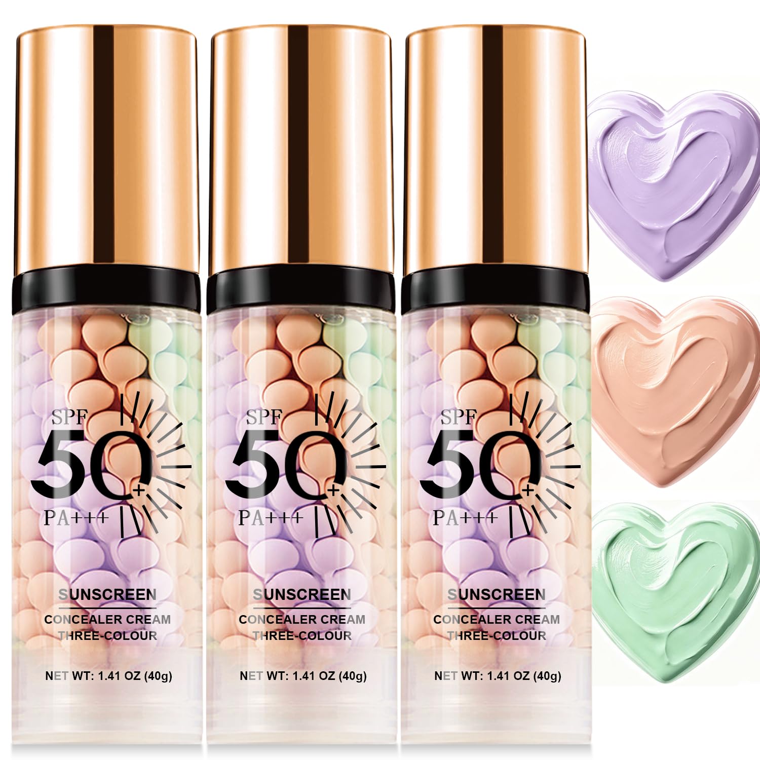 3PCS 3 In 1 Primer for Face Before Makeup, SPF 50 Sunscreen Isolation Cream