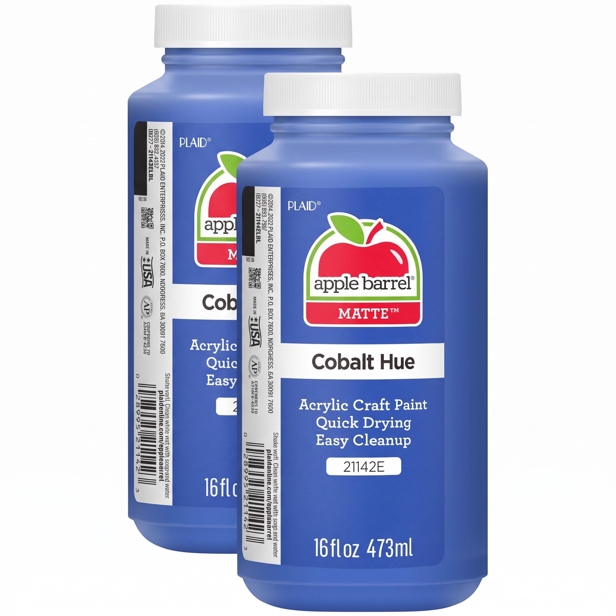 Apple Barrel Acrylic Paint in Assorted Colors (16 Ounce), 21142 Cobalt Blue, (Pack of 2)