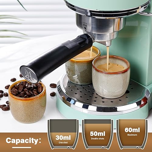 Vista 79 de Juego de tazas de café de cerámica, tazas de café One Shot, tazas de café pequeñas de doble pared Demitasse para expreso, juego de tazas de café