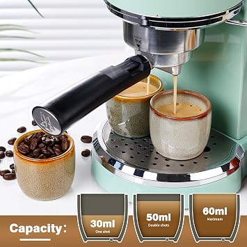 Ceramic Espresso Cups Set of 4, Double Walled 2oz Espresso Coffee Mugs for Eespresso Cups, Special Glazed Demitasse Cups Expresso Coffee Cup for Espresso Machine
