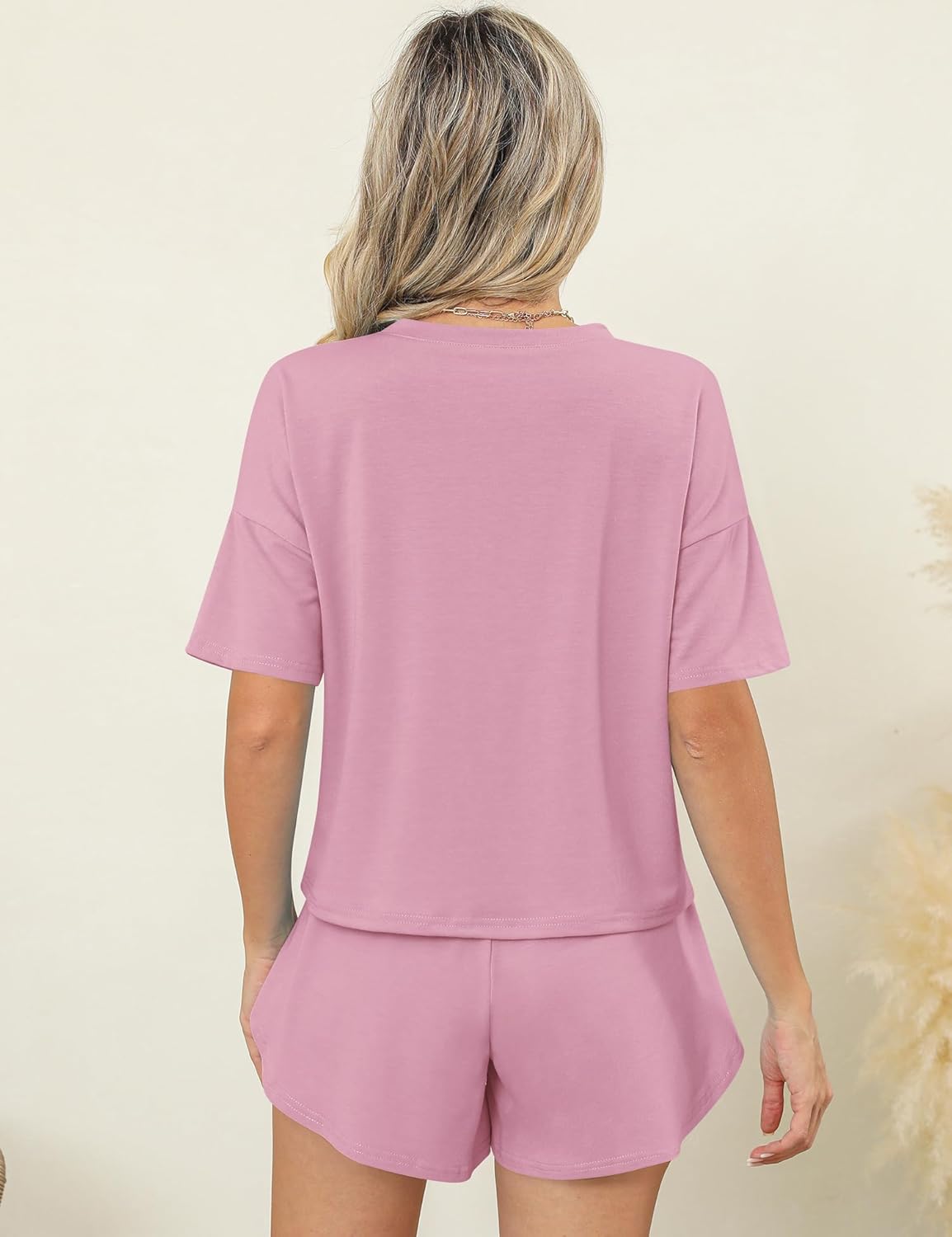 Kistore Womens Pajama Sets Summer Two Piece Side Split Shorts Cute Soft Comfy Ladies Pajamas Lounge Sets Hot Pink 2X-Large - Image 5