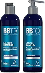 Grandha BBtox Absolute Repair Grande Reparador Capilar Pós Progressiva para Transformação Intensa dos Fios e Renovação Saudável Após Procedimentos Químicos (Polisher Shampoo + Keraton Complex)