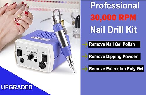 Miniatura 8 de Véfaîî JD700 - Taladro de uñas eléctrico mejorado, brocas de uñas para uñas acrílicas, herramientas profesionales de manicura de 30000 rpm, taladro