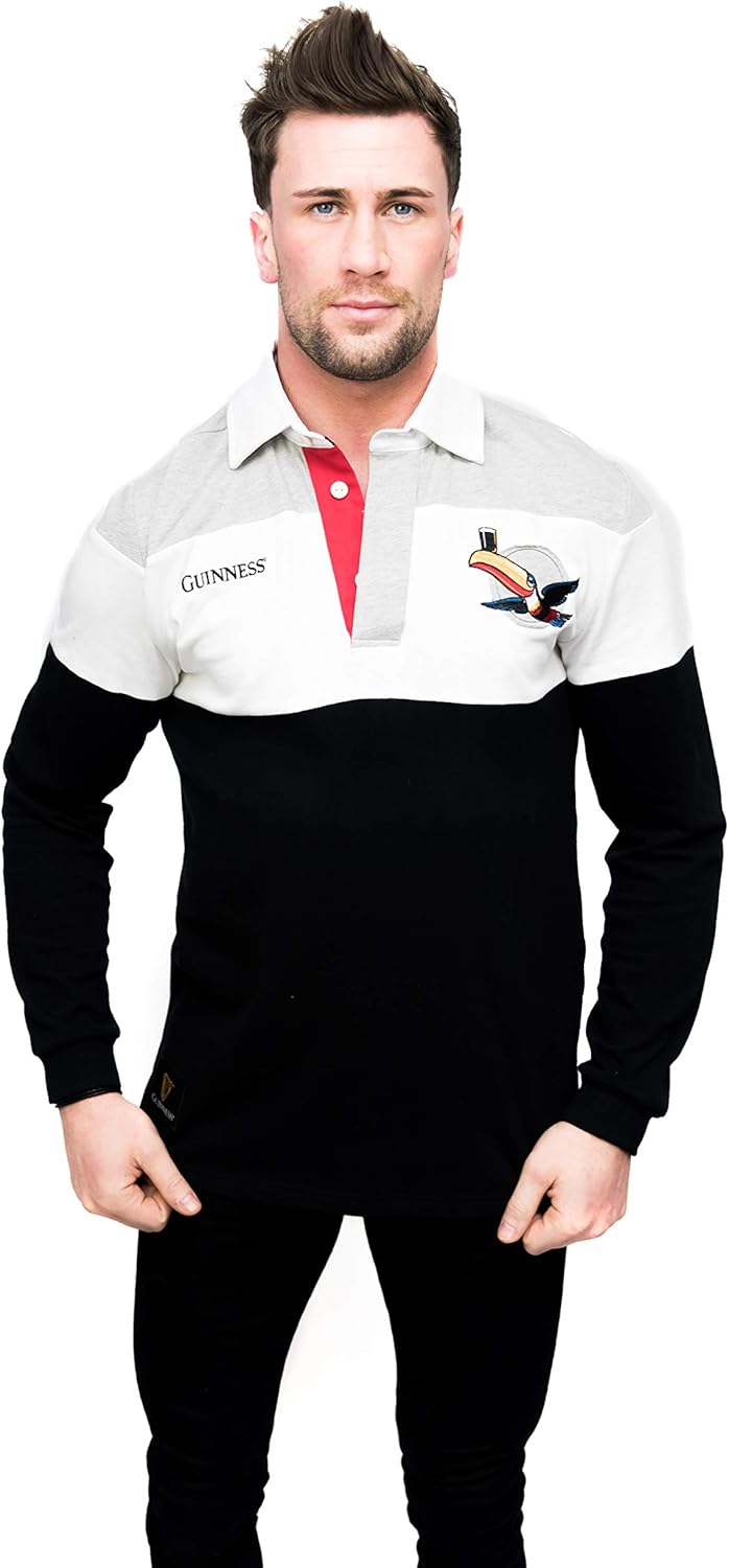 Guinness Long Sleeve Irish Rugby Jersey for Men | Mens Polo Style Rugby Shirt Jerseys - Image 3
