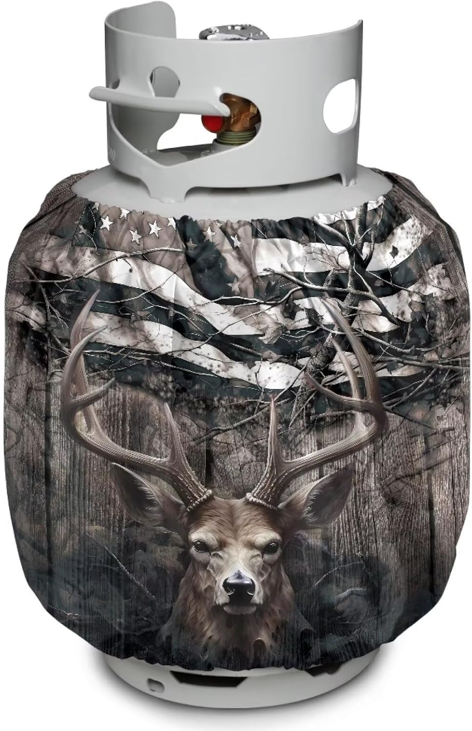 Camper Propane Tank Cover Camo Deer 3D Outdoor 600D Heavy Duty Waterproof Covers Fits Standard 20 lb Cylinder, 13.7'' x 16.5'' for Rv Trailer 2 pcs