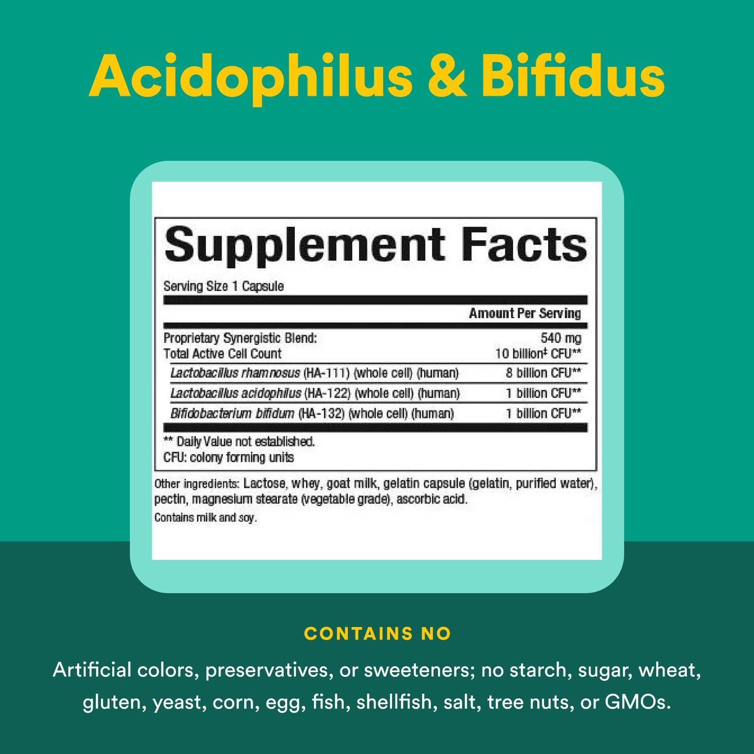 Natural Factors Acidophilus & Bifidus Double Strength, Probiotic and Prebiotic Formula, 180 Capsules