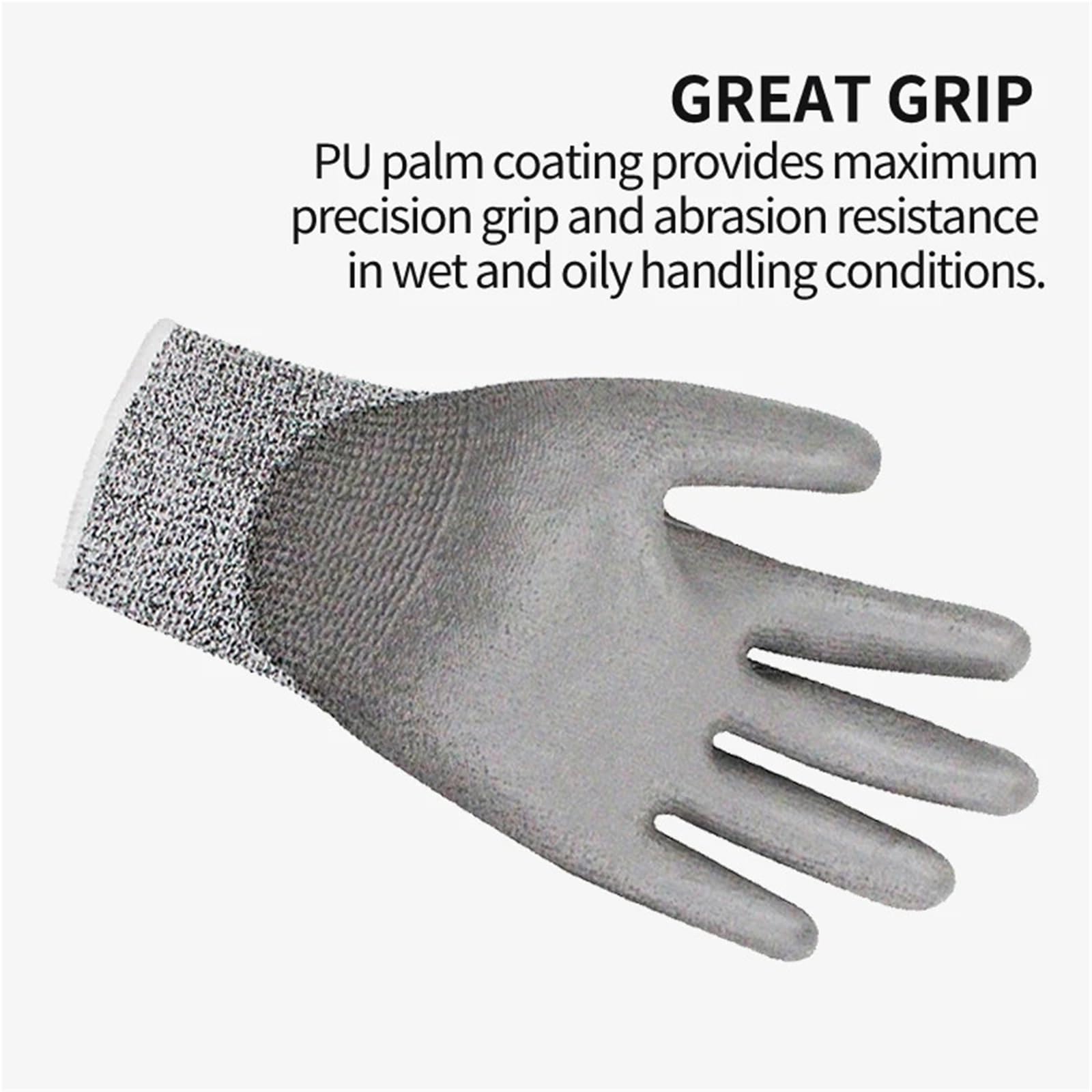 Genérico Compatible con 12 pares de guantes de trabajo resistentes a cortes de nivel 5, guantes antideslizantes con revestimiento de palma de HPPE y PU(XL)