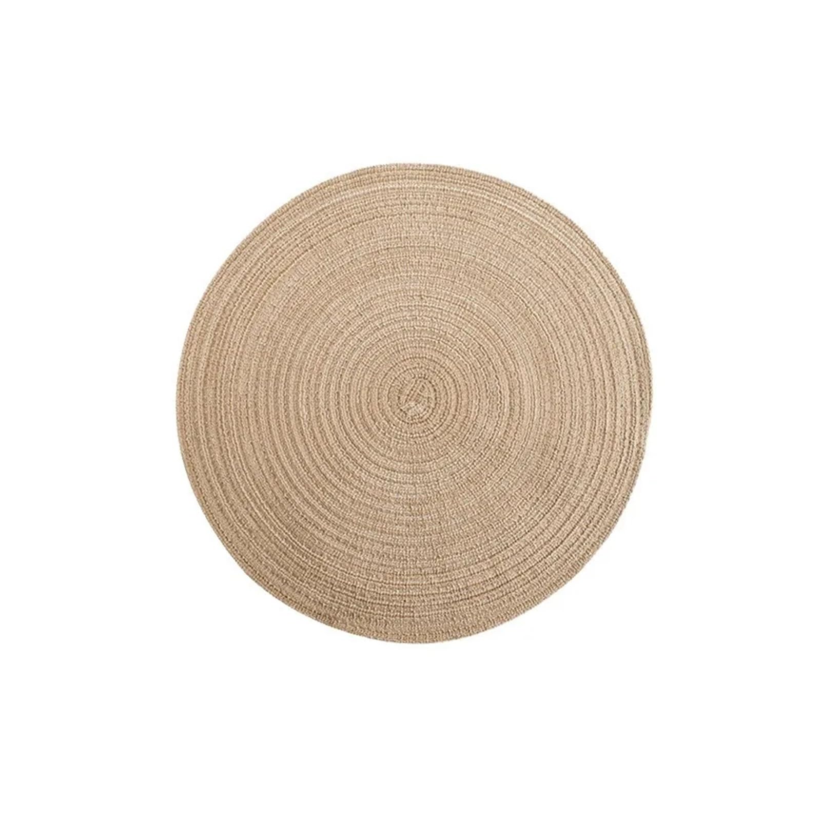Napperon rond en fil de coton tressé jaune brun 30cm chic et isolant