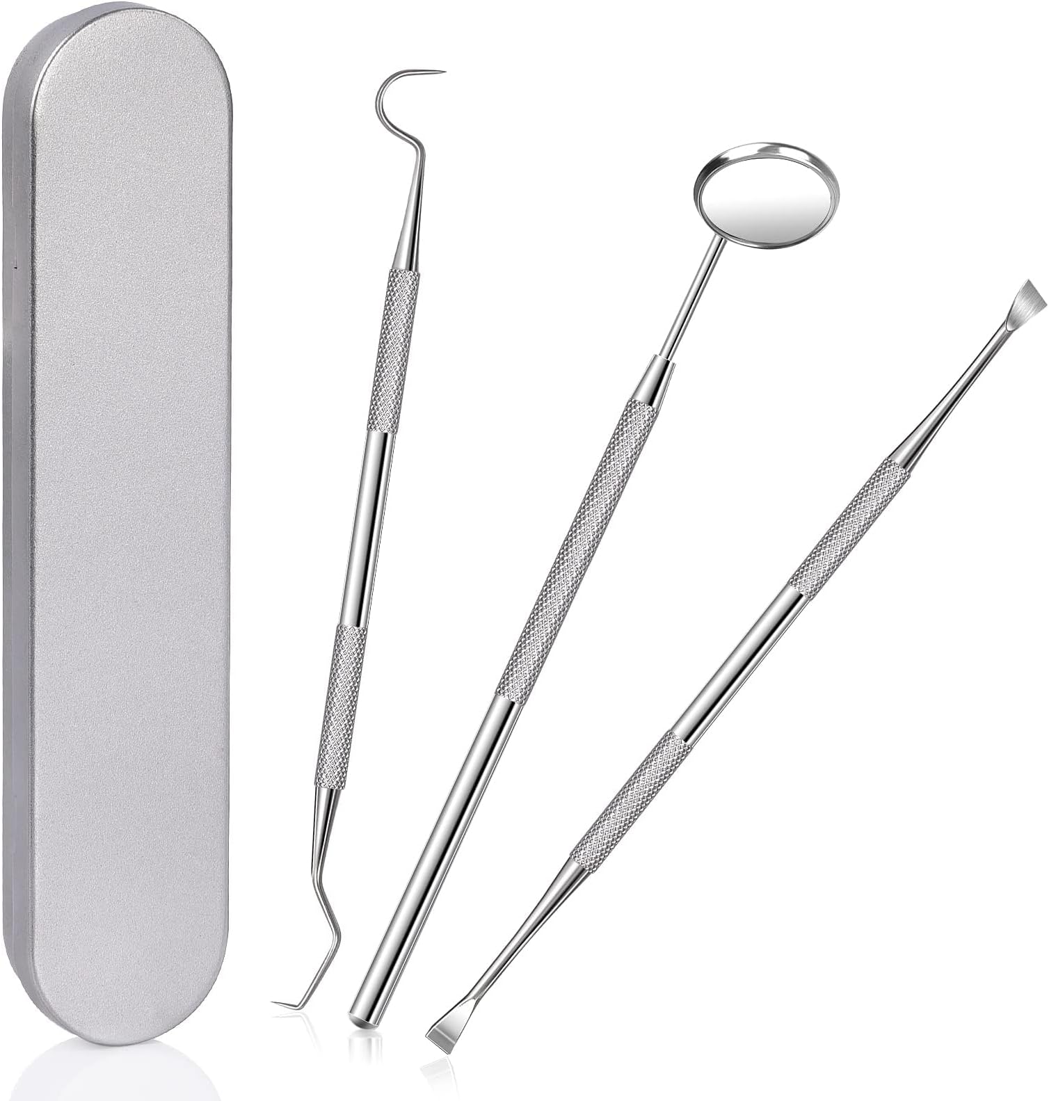 3 Pieces Dental Pick Tools Kit Teeth Cleaning Calculus Remover Tool for Dentist Personal Using Pets Oral Care Set with Dental Mirror Dental Tartar Scraper Dental Probe and Storage Box