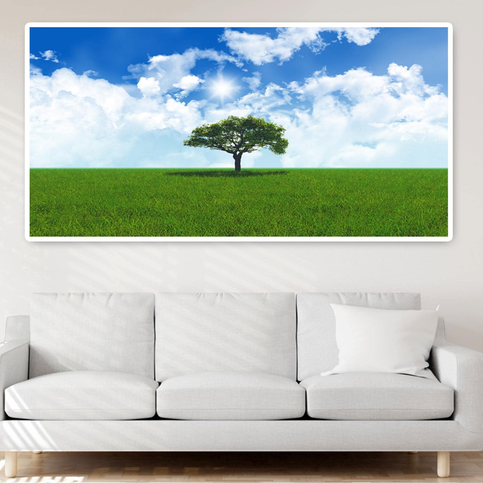 Tableau nuages bleu ciel fleurs pour une ambiance zen