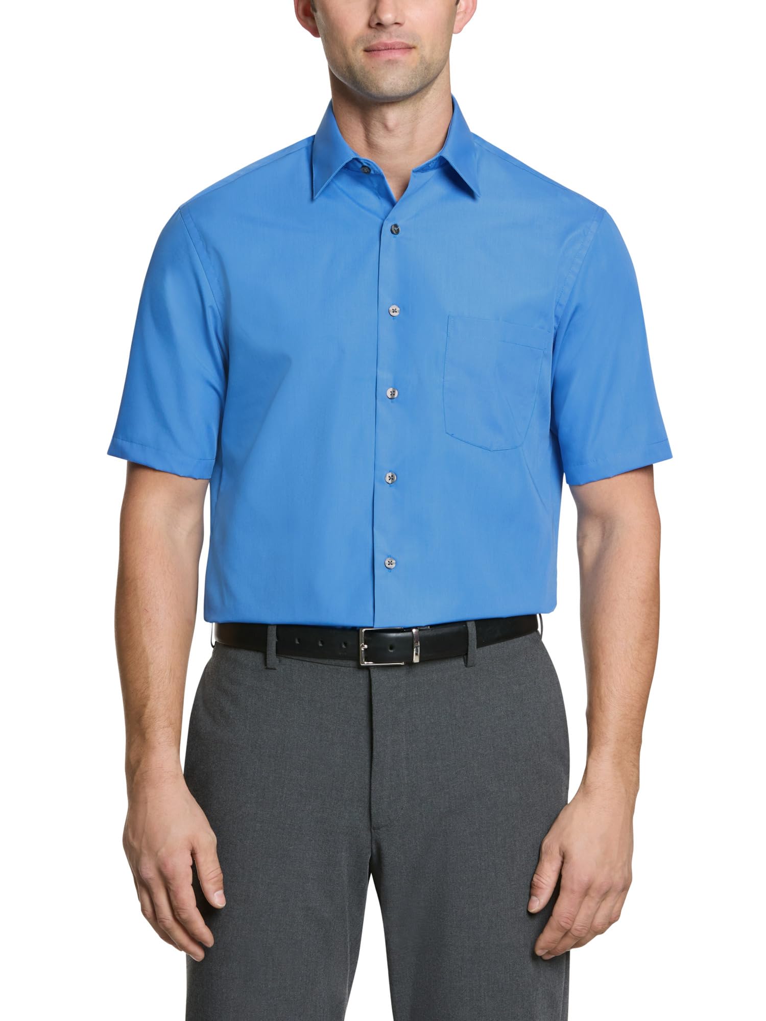 Van Heusen Men's Short Sleeve Dress Shirt Regular Fit Poplin Solid