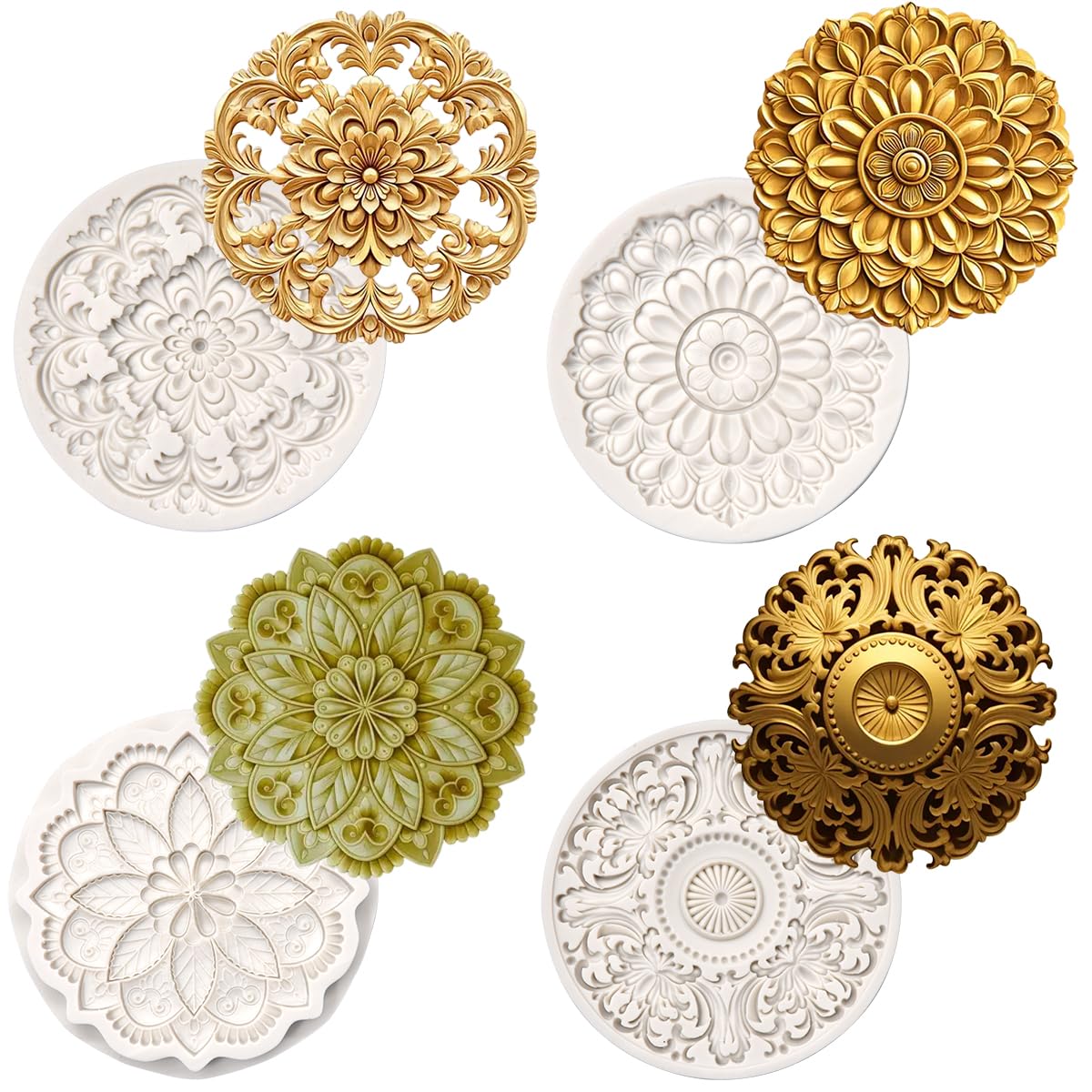 Photo 1 of (Four-piece set) Multi-functional round flower, DIY silicone mold, cake chocolate mold wedding cake decoration tool soft cake mold