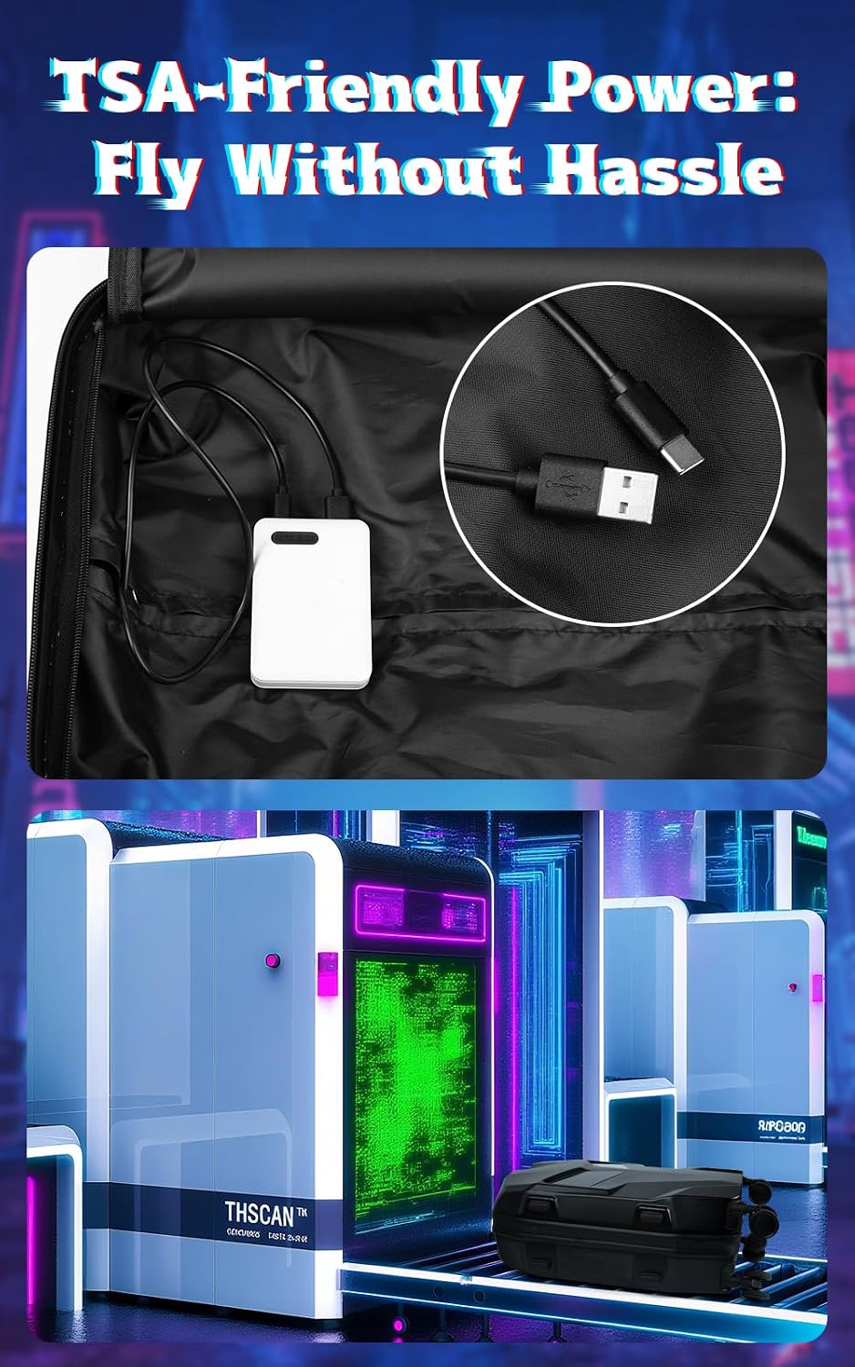 Gelrova [Battery not included] 20" Hardside LED Luggage, Explorer Smart Luggage - APP-Controlled LED Eyes, Airline-Approved Carry-On, ABS+PC Hard Shell