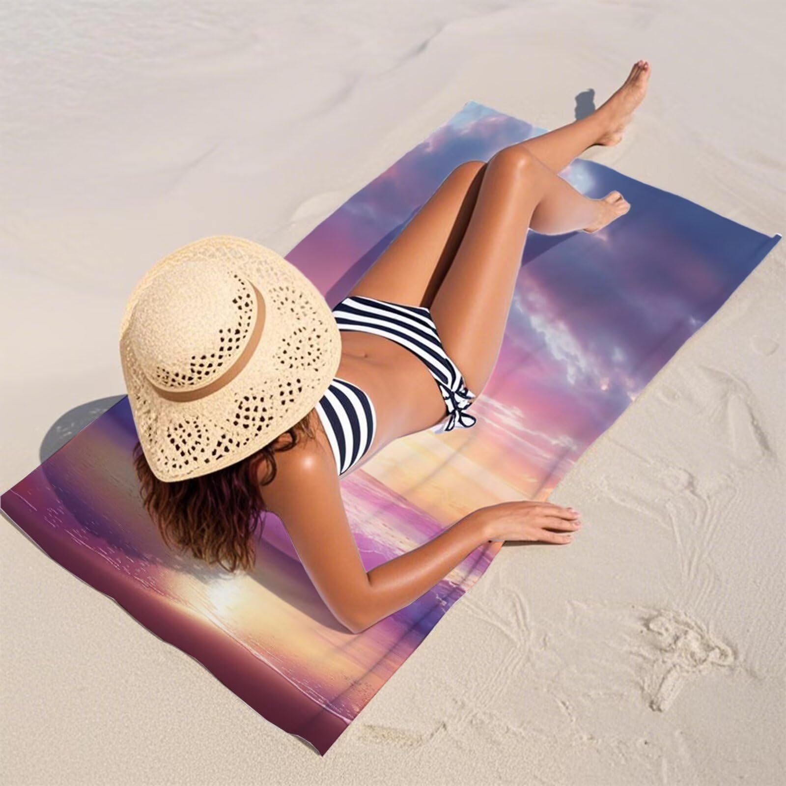 Duży ręcznik z mikrofibry XXL 220 x 100 cm ręcznik plażowy niebo zachód słońca ręczniki na siłownię szybkoschnące cienkie i kompaktowe ręczniki kąpielowe z torbą, ręcznik plażowy odporny na piasek dla