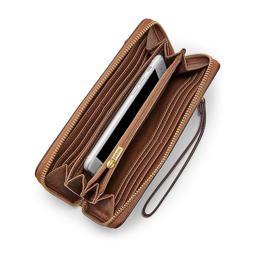 Fossil Logan Leder oder Polyurethan Zip Clutch Geldbörse für Damen