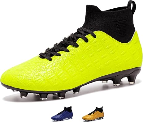 Soccer Cleats High-Top Outdoor Non-Slip Football Shoes Protection Lightweight for Firm Ground Training Breathable Fit Size 6-13