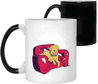 Funny Dog Gift for Dog Lovers Bad Dog Sitting on Destroyed Couch 11oz 15oz Color Changing Mug