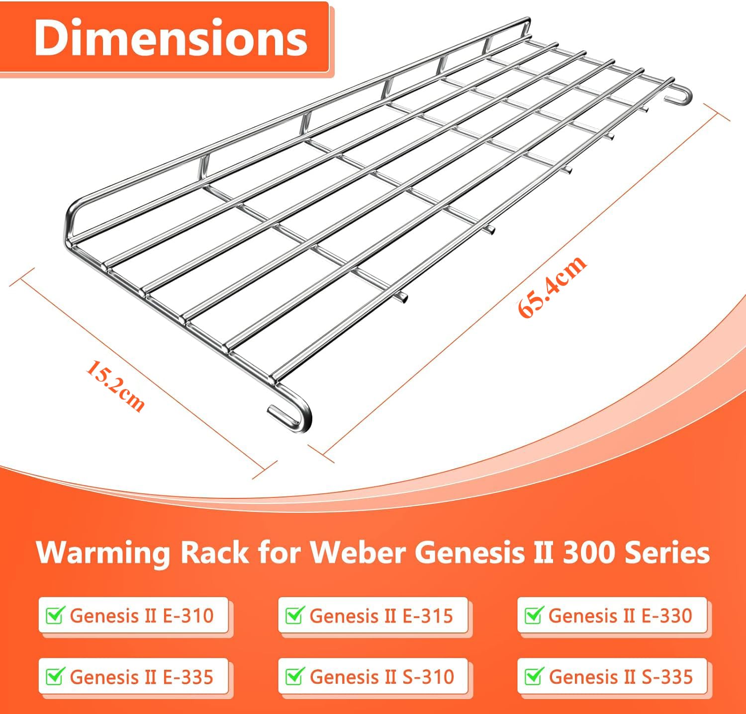 Edelstahl Grillrost für Weber Genesis II E-310, E-315, E-330, E-335, S-310, S-335 (ab 2017), 65,4cm