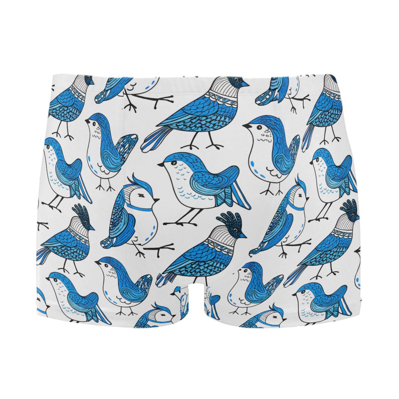 UMIRIKO Blue Birds White Mens Swim Trunks Swimwear Bathing Suit Swim Brief Square Leg Board Short S-3XL 202c1634