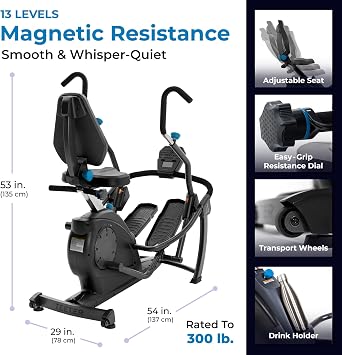 Teeter FreeStep Recumbent Cross Trainer Stepper, Zero-Impact Exercise Bike Alternative w/Patented Physical Therapy Stride, Up to 350lb, Free App w/Trainer Workouts (LT3+Mat Bundle)