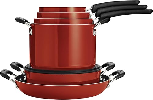 Tramontina 80156042DS - Juego de utensilios apilables de cocina antiadherentes 11 unidades color rojo