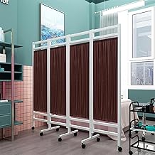Pantalla de privacidad médica Plegable: 4 Paneles, Cerca Temporal de Aislamiento de habitación apilada, Utilizada en clínica/Sala/Sala de Examen, Ahorro de Espacio (Color: Azul) (marrón)