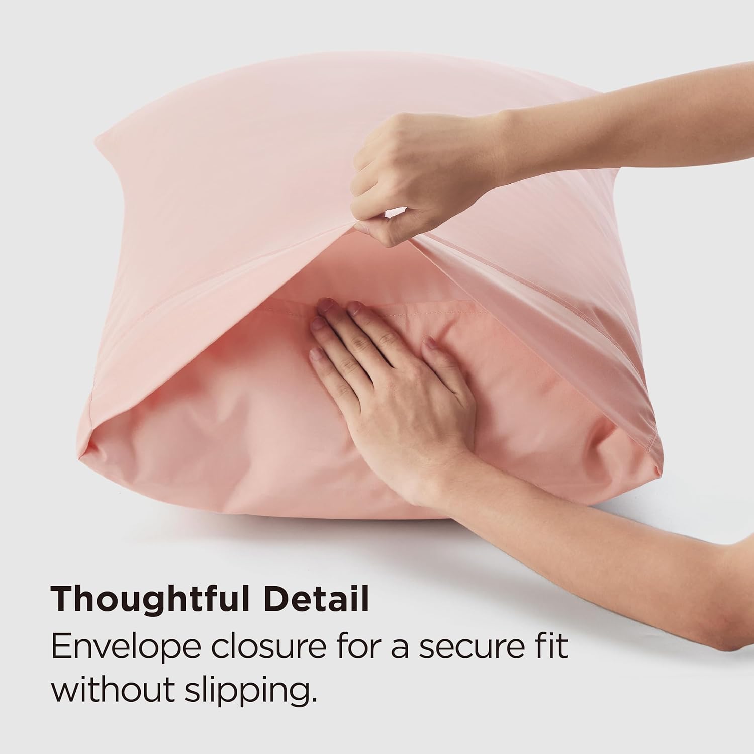 Bedsure Pillow Cases Standard Size Set of 2 - Blush Pink Brushed Microfiber Pillowcases, Super Soft and Cozy Pillow Case Covers with Envelope Closure, Wrinkle, Fade and Stain Resistant, 20x26 Inches - Image 6