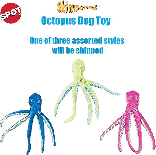 Miniatura 2 de Skinneeez Extreme Stuffingless juguete rechinador, durable con forma de pulpo para perro y gato, 16 pulgadas, surtidos de Ethical Pets