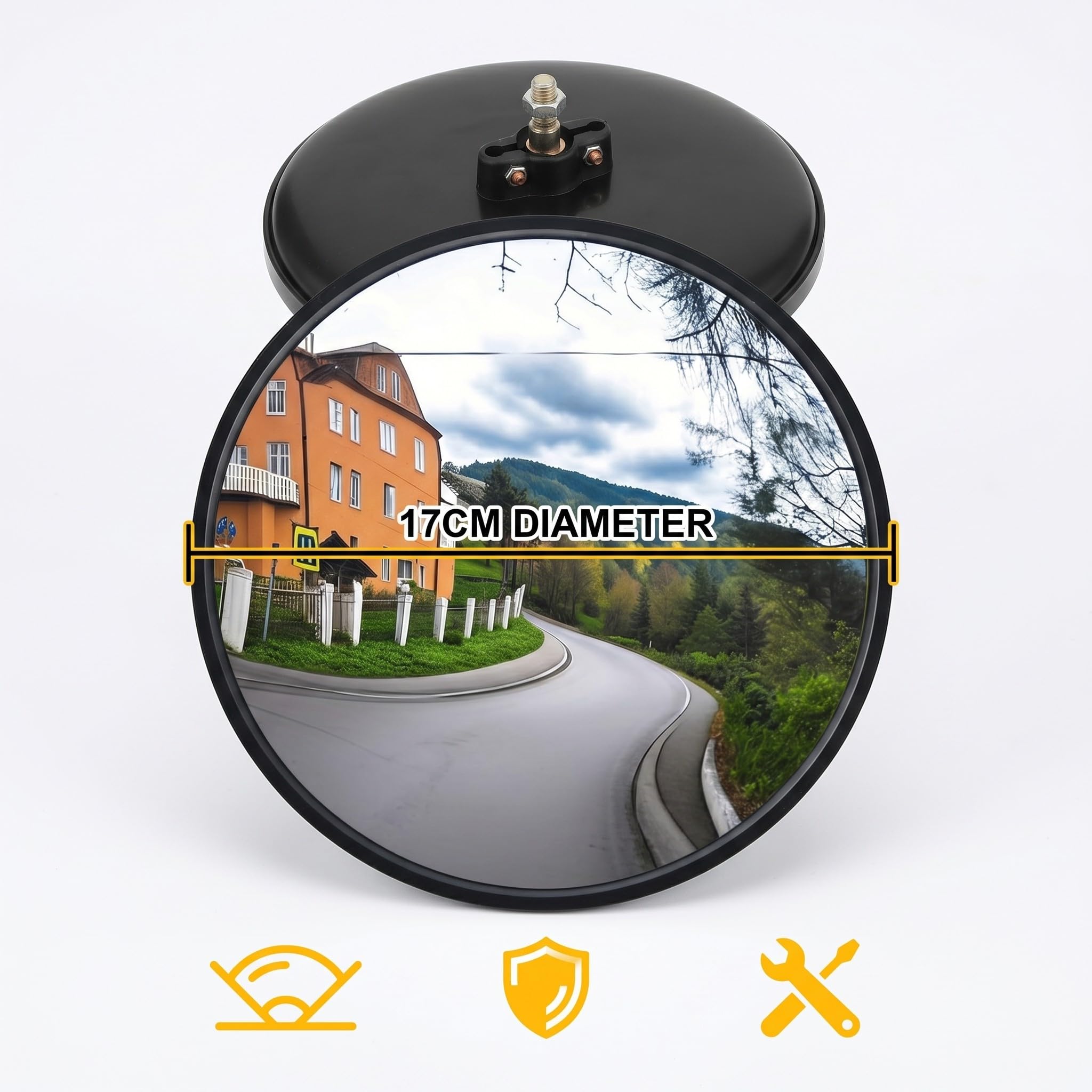 Mini Miroir Convexe De Circulation 17cm Grand Angle, Miroir Routier De Securite, Retroviseur Exterieur Et Interieur Incassable Pour Une Visibilite Maximale