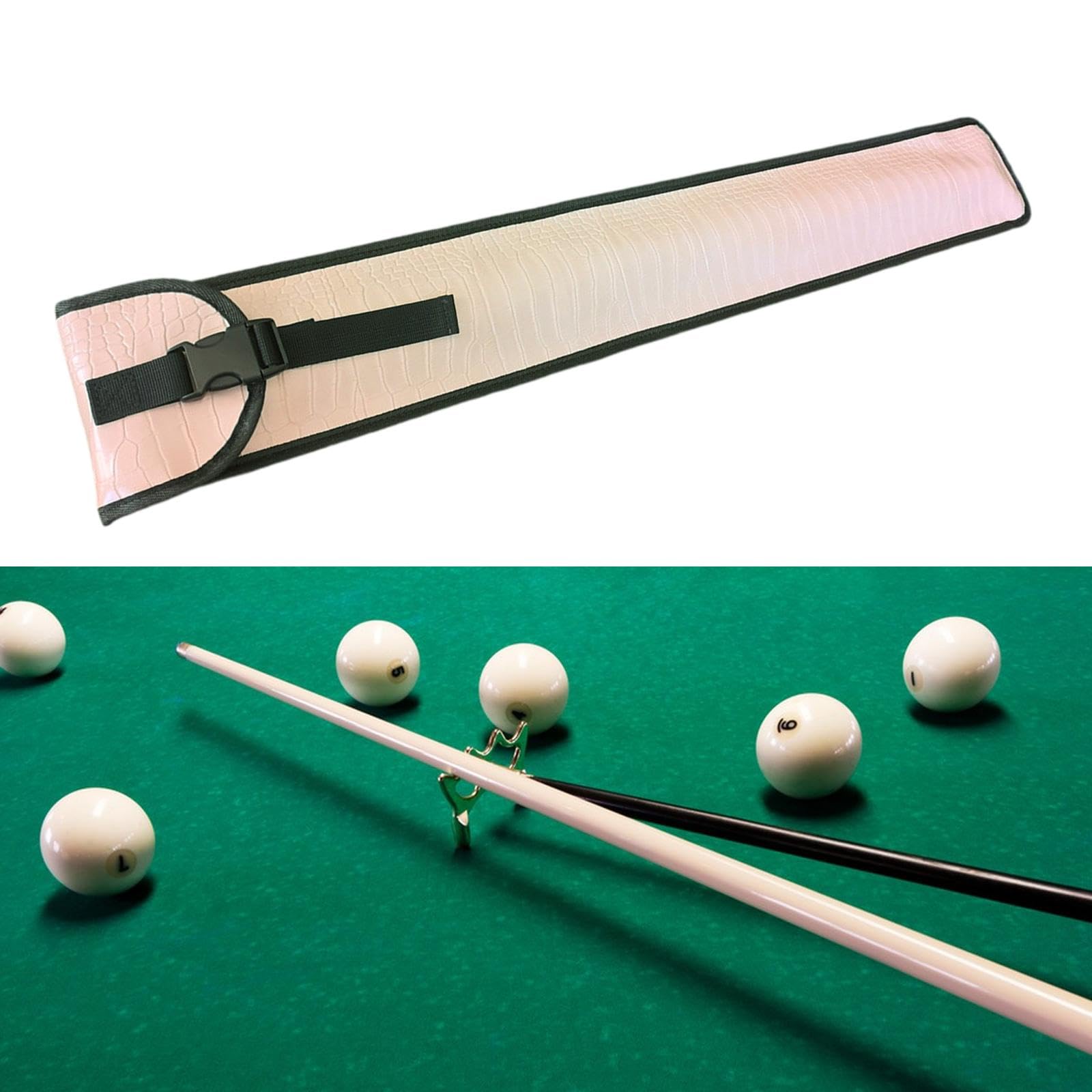 Menolana Pool Cue Case Storage Pouch PU Leather Sports Accessory 31.5 Inches Long Scratch Resistant Portable Protective Sleeve Holder, Beige