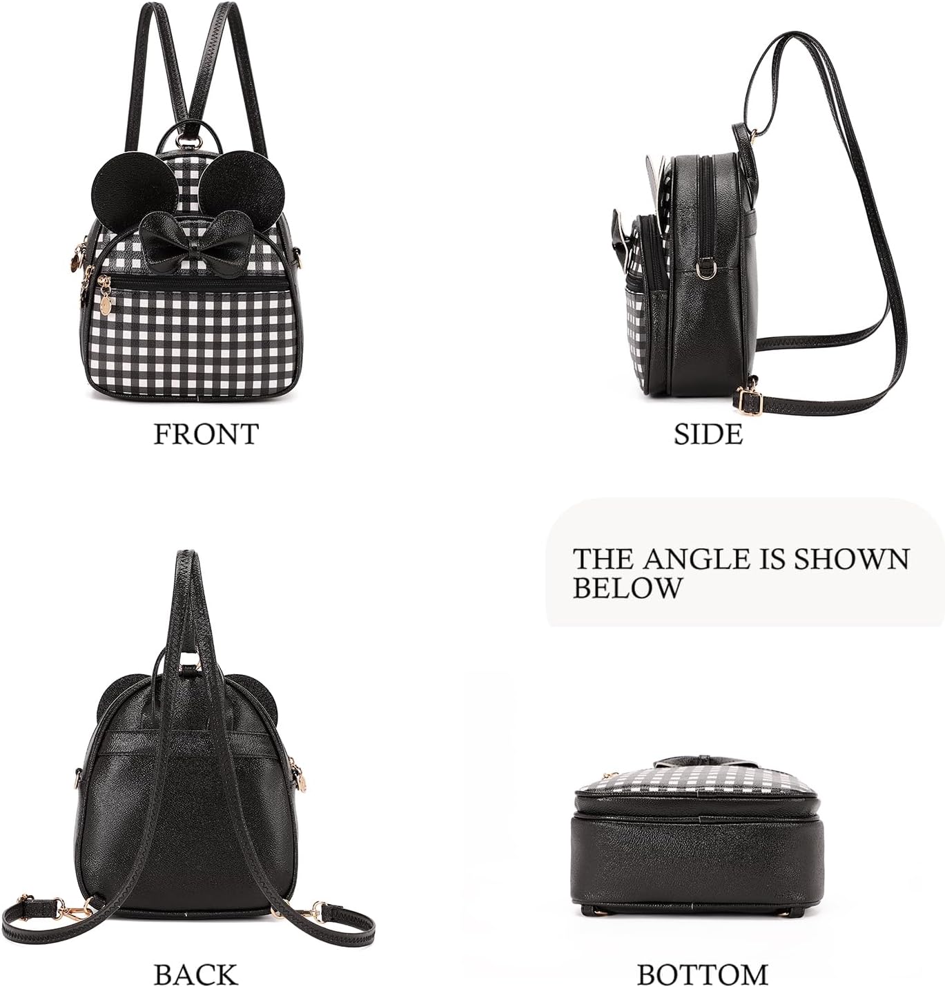 KL928 Girls Mini Backpack Bowknot Polka Dot Cute Small Daypacks Convertible Shoulder Bag Purse for Women - Image 5