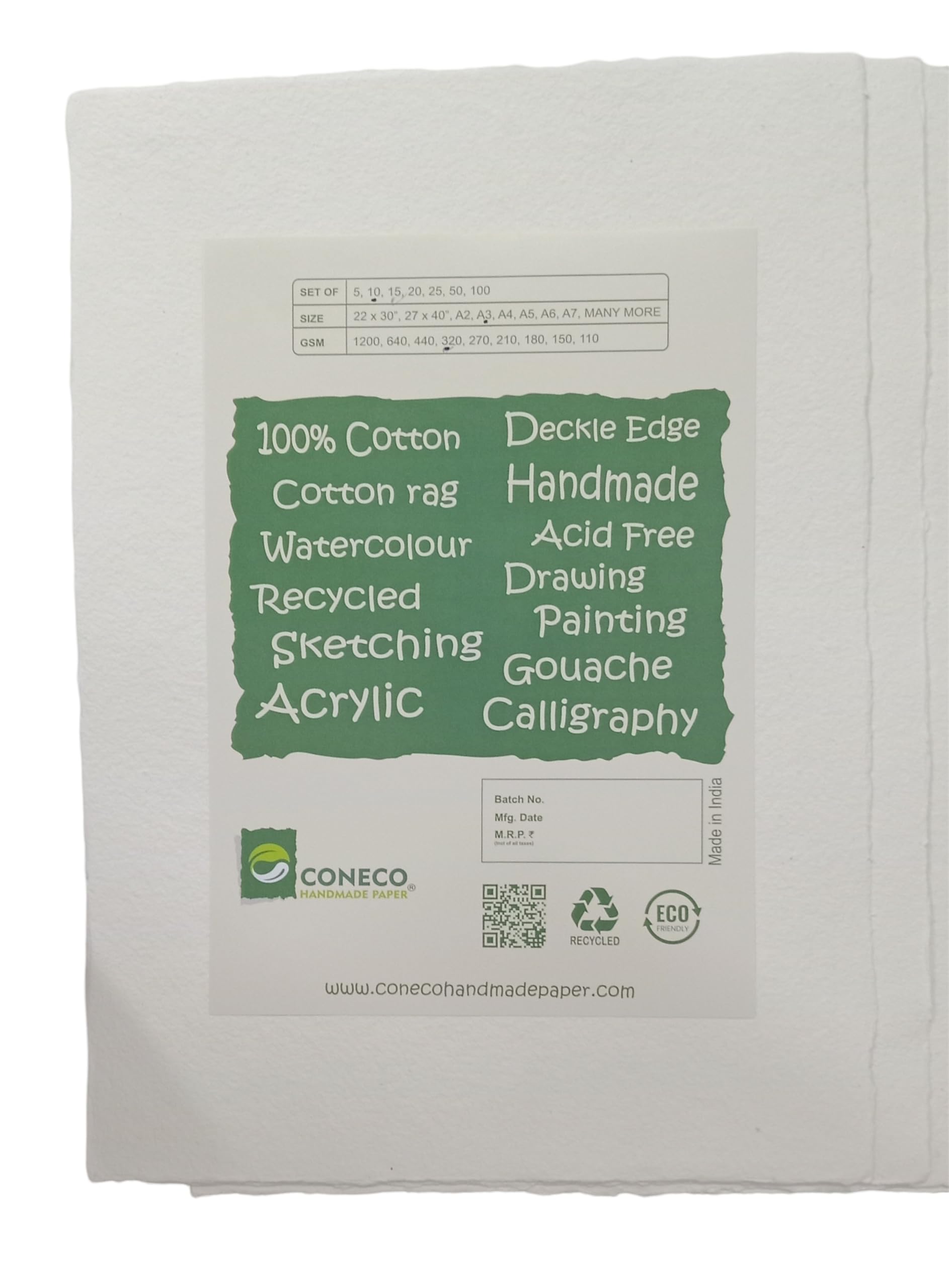 CONECO HANDMADE PAPER® A3 Handmade Deckle Edge Watercolour Papers, 320 GSM - 10 Sheets (B0D9JSHP2C) Amazon Price History, Amazon Price Tracker
