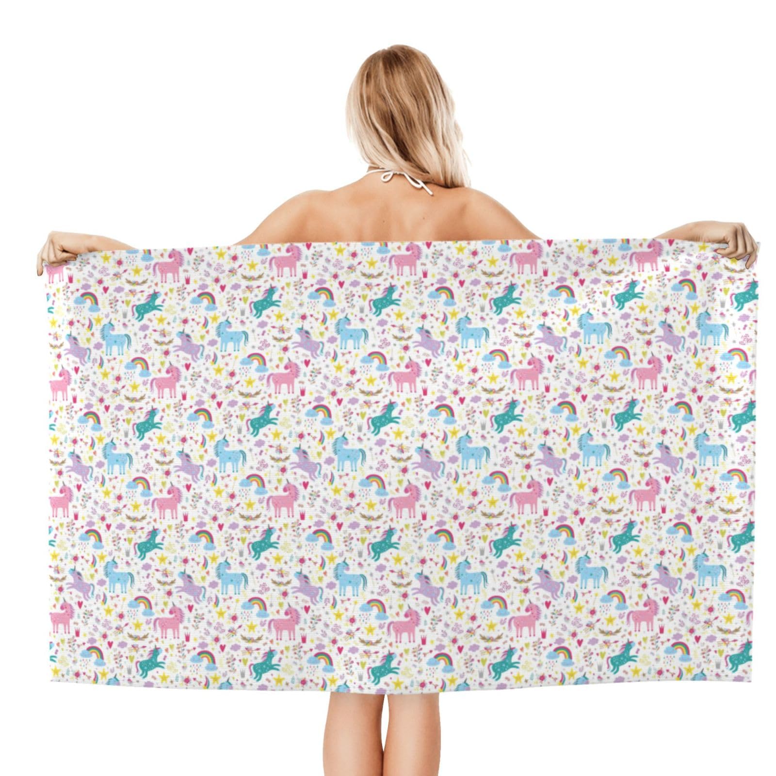 Toallas de playa de gran tamaño con estampado rosa de unicornios para adultos, de secado rápido, suaves, ligeras, regalo de viaje