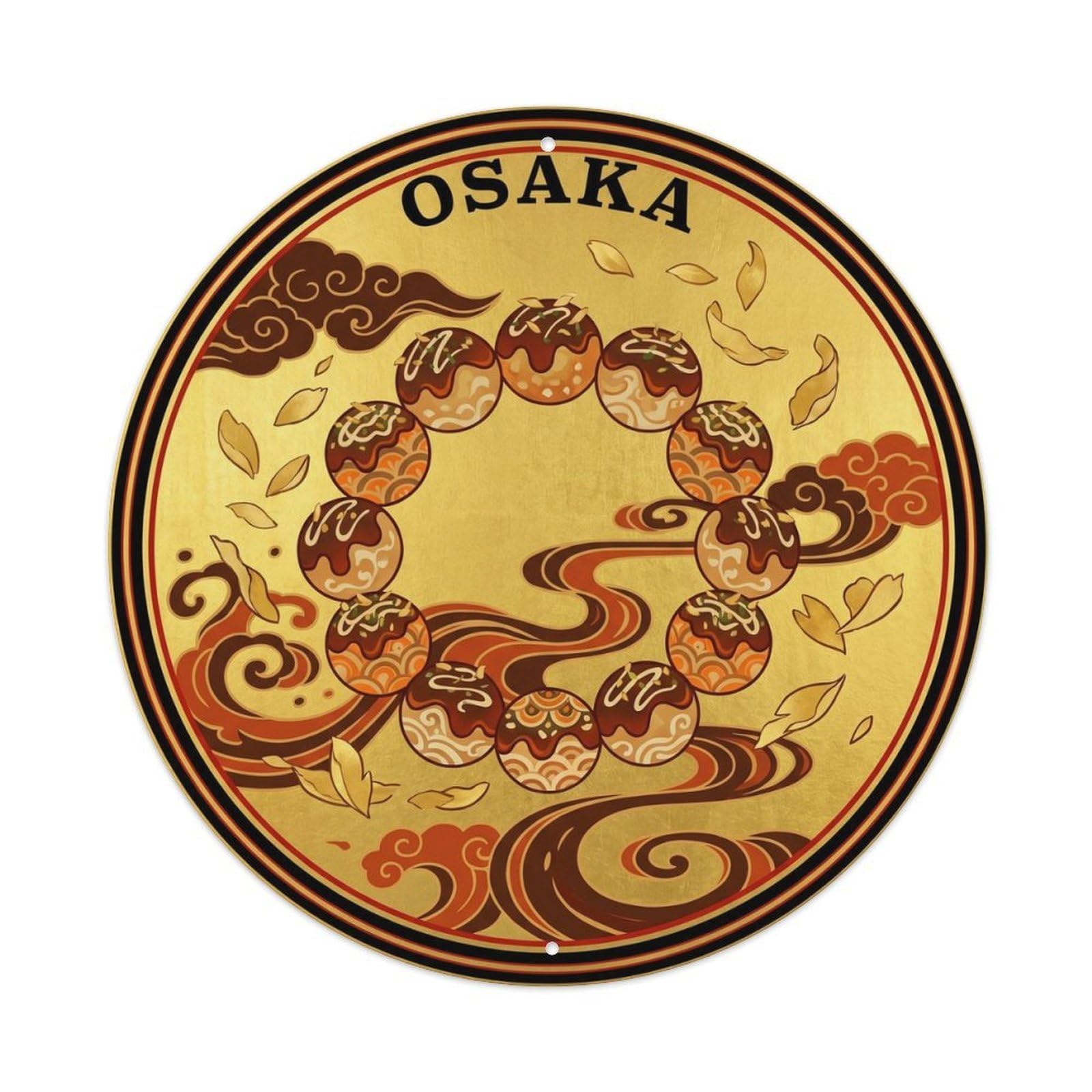 Olyhtr 8X8inch Classic Style Osaka Takoyaki Street Food Vendor Regional Cuisine Metal Tin Sign