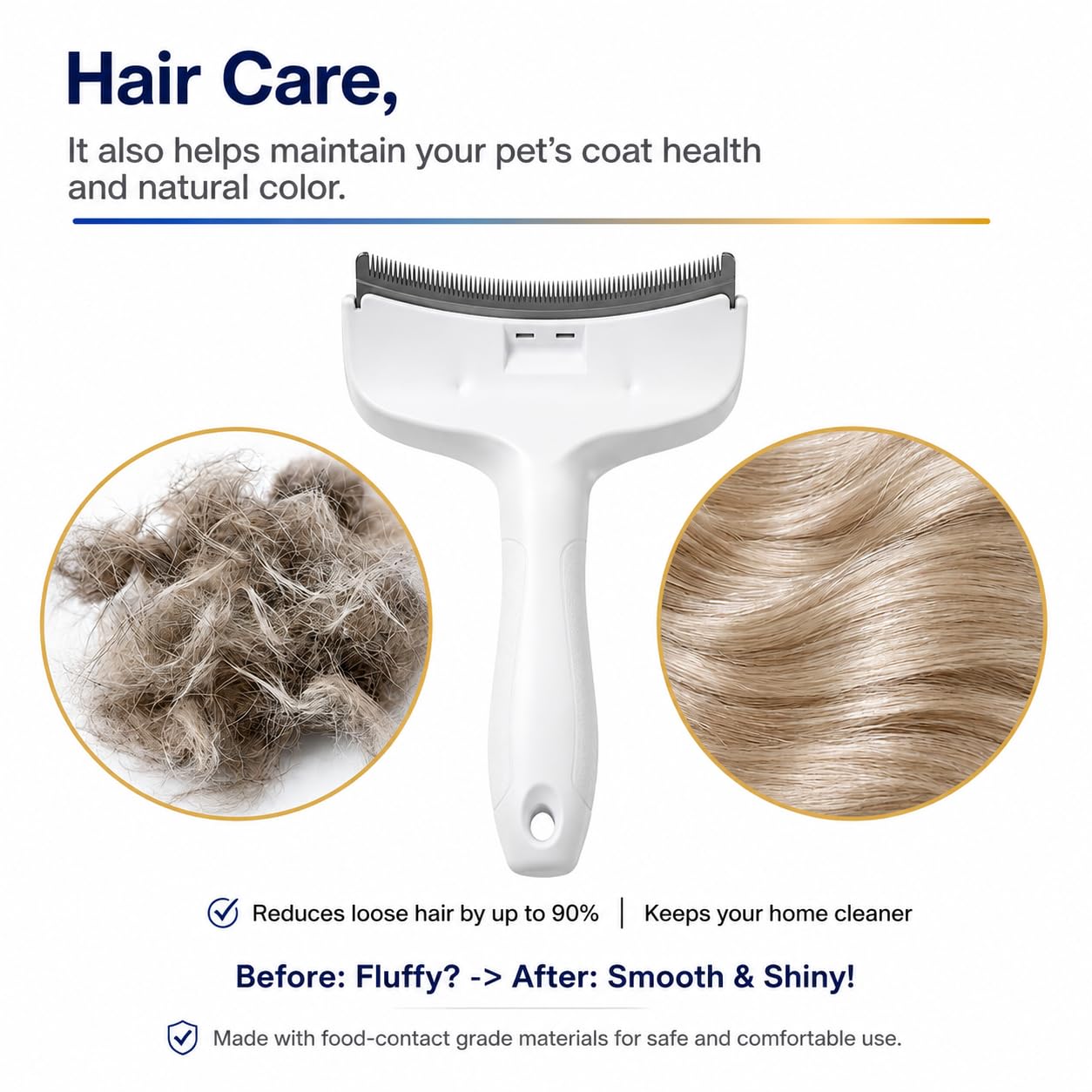 Dog Shedding Comb for Long Hair Dogs, Undercoat Rake Deshedding Tool, Pet Grooming Brush for Removing Loose Hair, Stainless Steel Dog Hair Remover Comb for Thick Double Coats, Cats & Pets