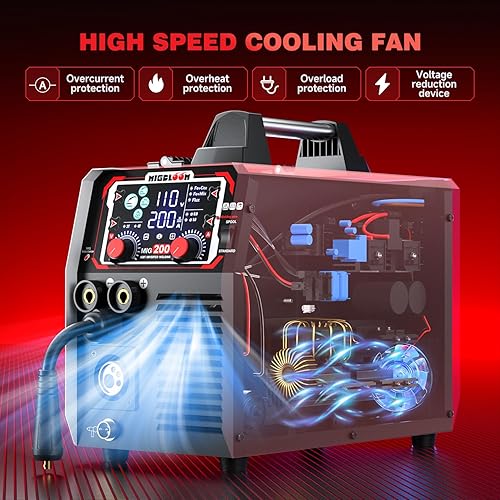 Miniatura 22 de Soldador MIG de 250 amperios - 4 en 1 MIG/Stick/Lift TIG Soldador de gas sin gas Digital MIG Soldador MIG 110V/220V Máquina de soldadura de pantalla