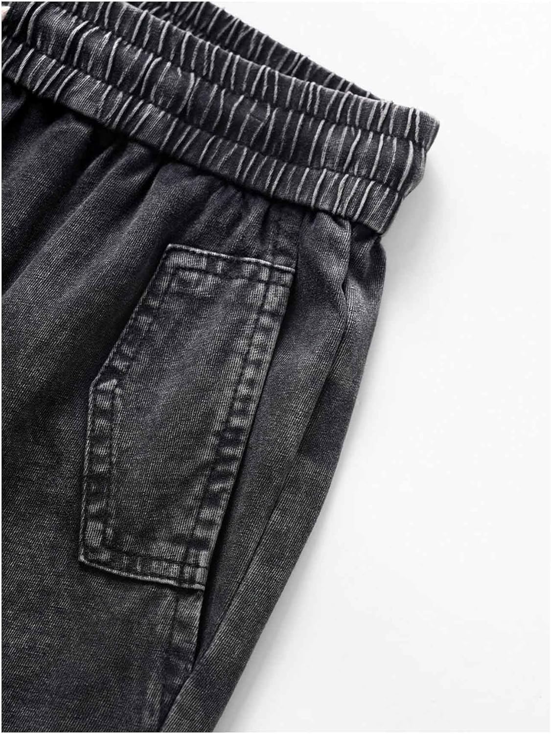 OYOANGLE Men's Vintage Jean Shorts Drawstring Waist Baggy Jorts Long Denim Shorts with Pocket Streetwear - Image 4