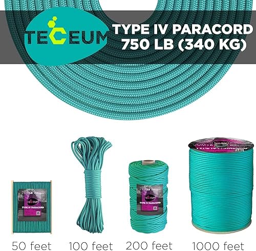 Miniatura 198 de TECEUM Cuerda de paracaídas de 750 libras – 1000 pies / 200 pies / 120 pies / 100 pies / 50 pies – Cuerda de paracaídas para campamento, Albaricoque