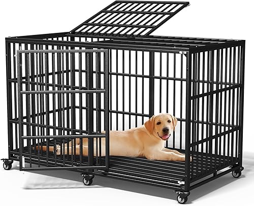 Jaula para perros resistente de 64 pulgadas, indestructible, a prueba de escape, con alta ansiedad, para razas gigantes extra XL, grandes, puertas